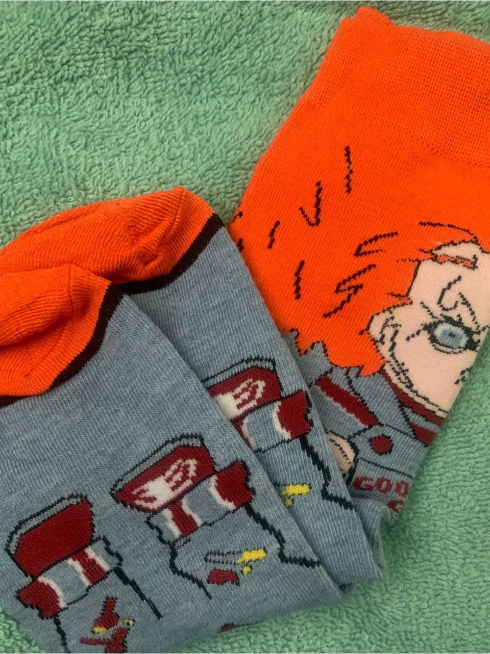Orange & Gray Graphic Men's Crew Socks